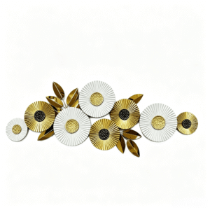 Jinshisheng Luxury White & Gold Disc Flower Metal Wall Decor