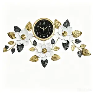 Jinshisheng Luxury 3D Floral Metal Wall Clock